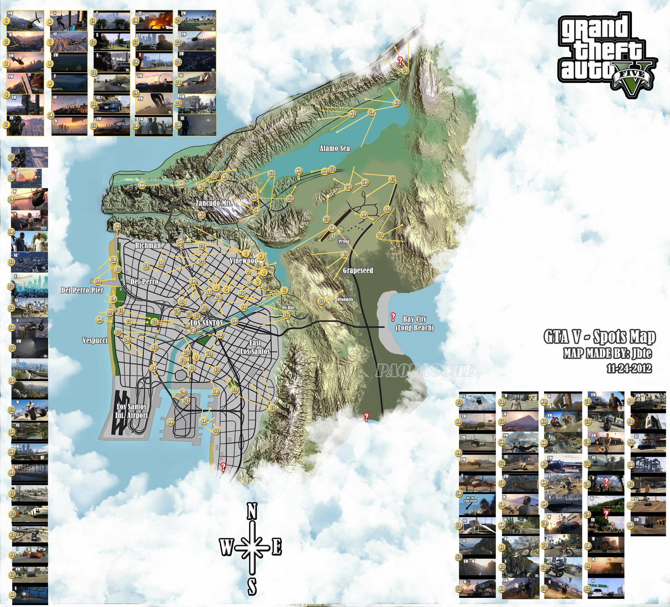 国外玩家绘制《侠盗猎车手5(gta5)》地图全景图片